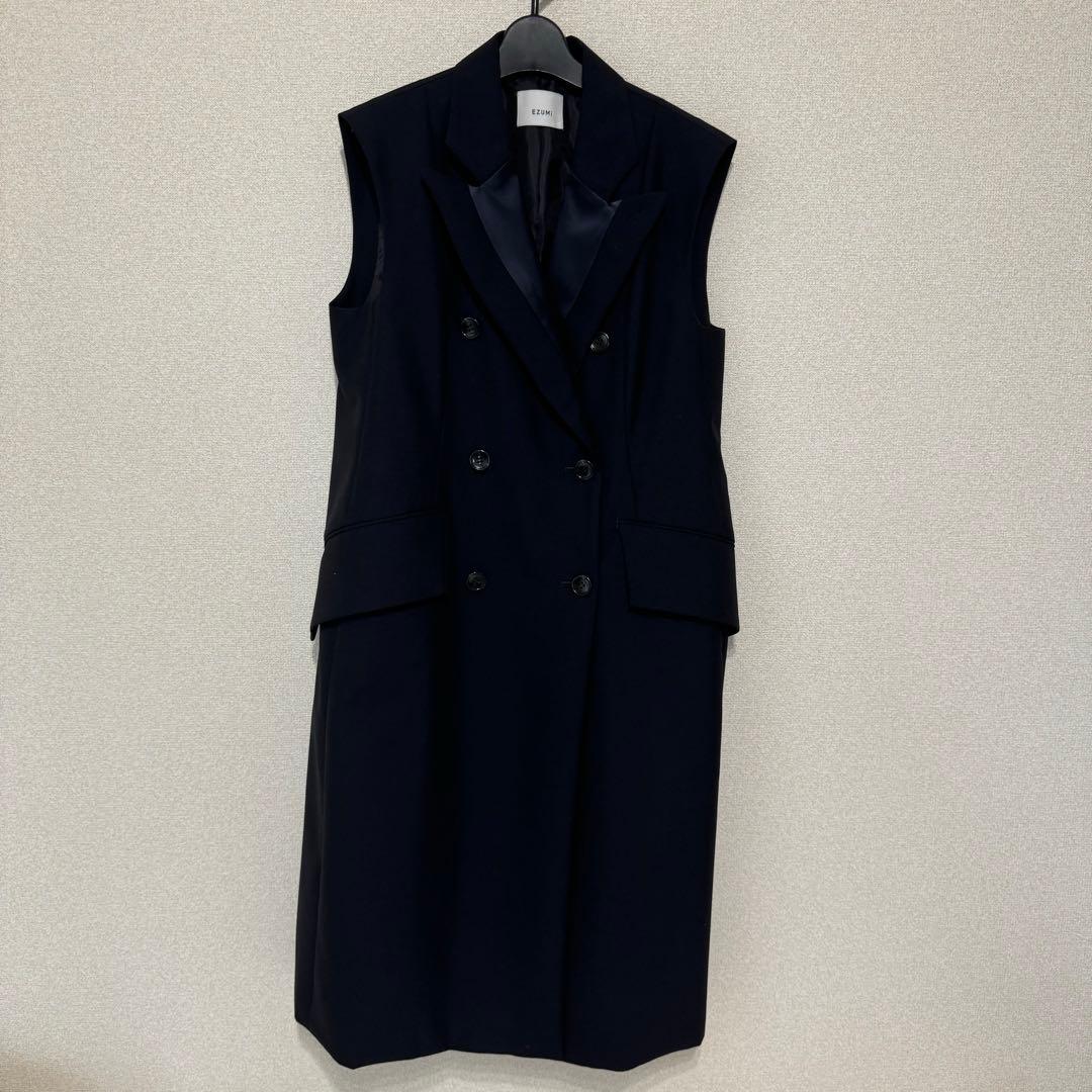 新作) 元値82,500円EZUMi エズミ　ジレ　ロングベスト　ネイビー