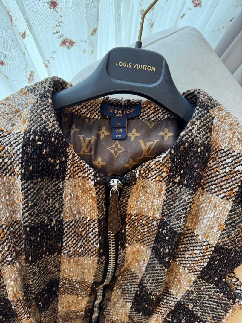 極美品　Louis Vuitton チェック柄 半袖ミニワンピース 34