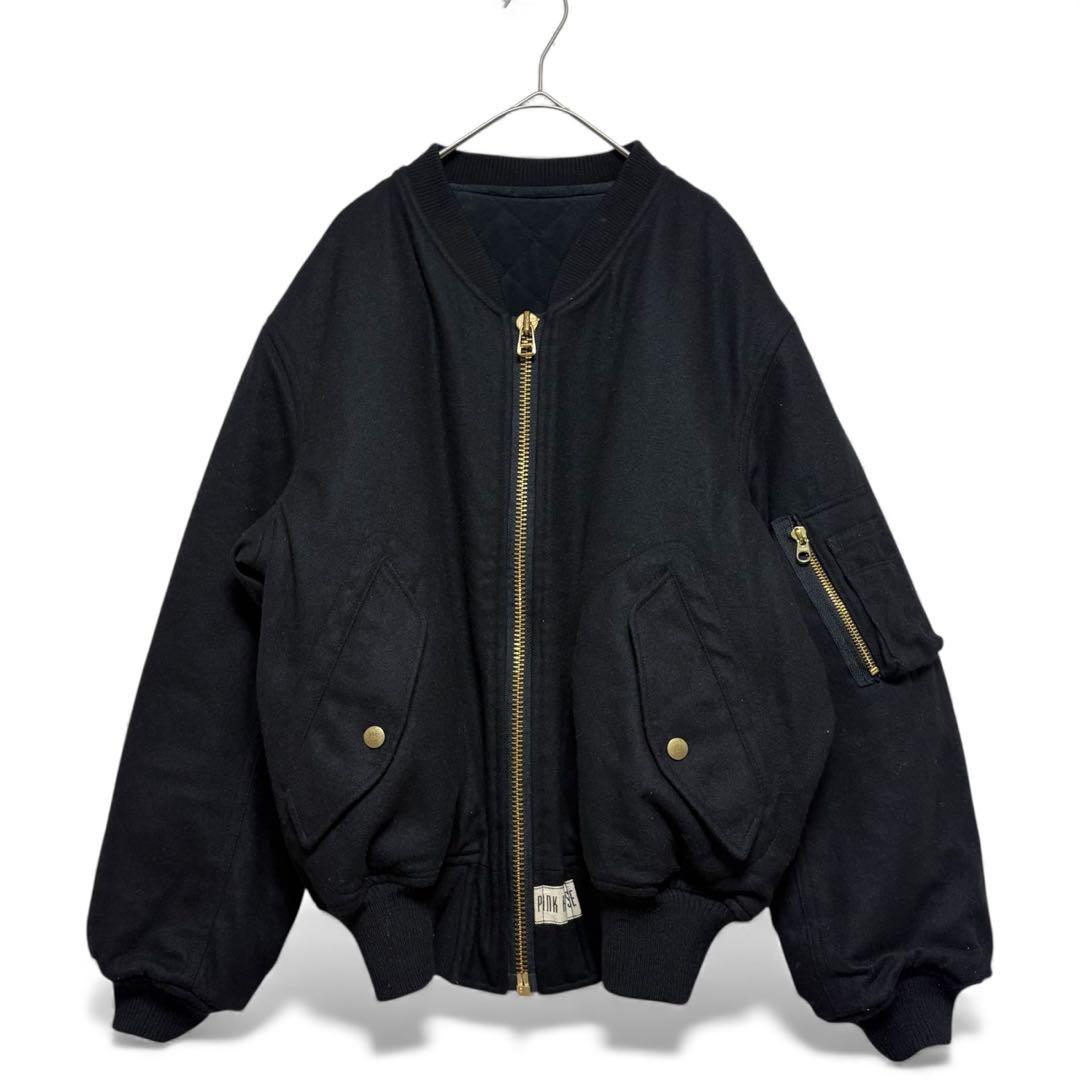 ピンクハウス　バックロゴ MA-1風 ジャケット　ウール混 ブラック