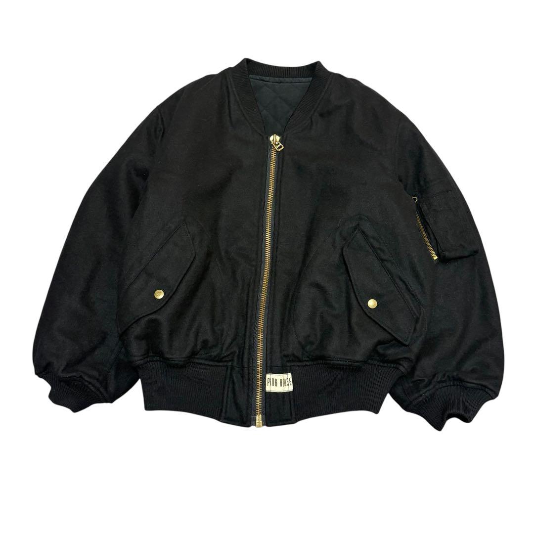 ピンクハウス　バックロゴ MA-1風 ジャケット　ウール混 ブラック