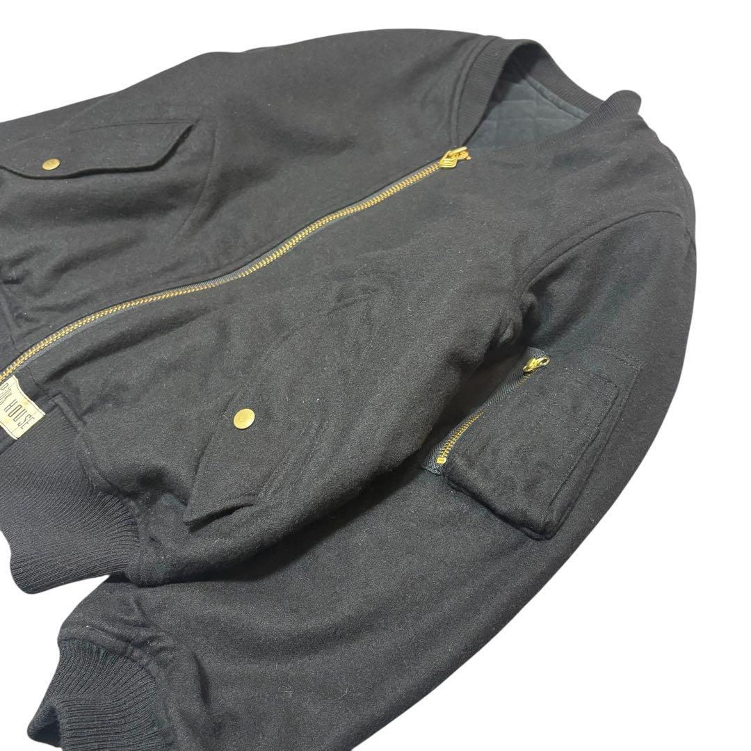 ピンクハウス　バックロゴ MA-1風 ジャケット　ウール混 ブラック