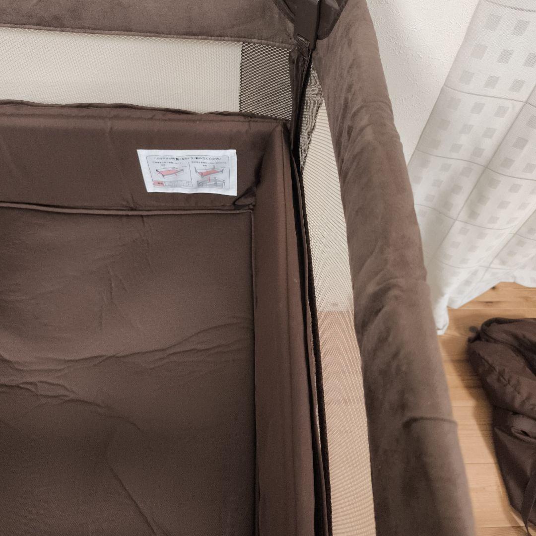 美品【Aprica/アップリカ】ココネルエアープラス ブラウン ベビーベッド