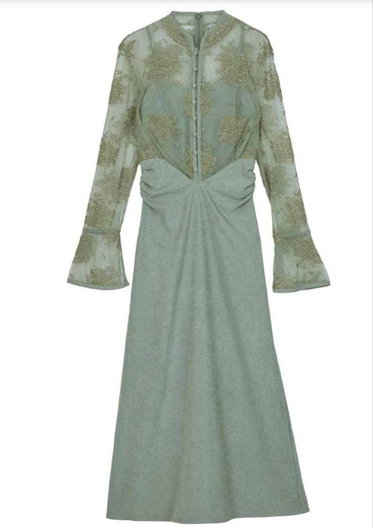 2日間限定特価！AmeriVINTAGE FLOWER DRESS M セージ