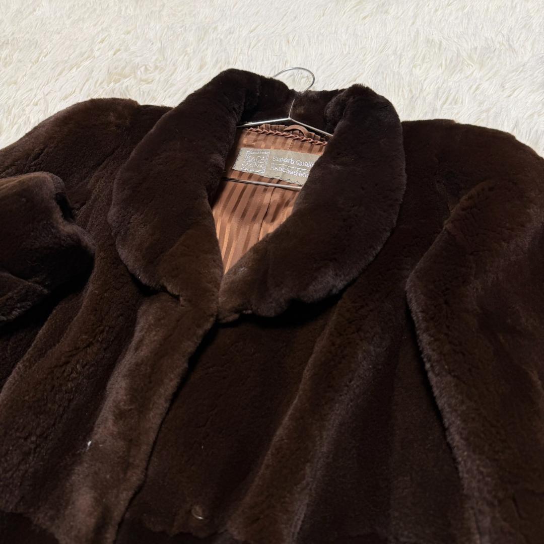 総丈85 SAGAMINK セミロング ミンクコート 3L相当 ブラウン 軽量