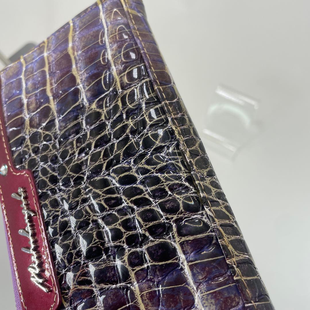 ミケランジェロ　クロコダイル型押し　ラウンドファスナー　長財布　ロングウォレット