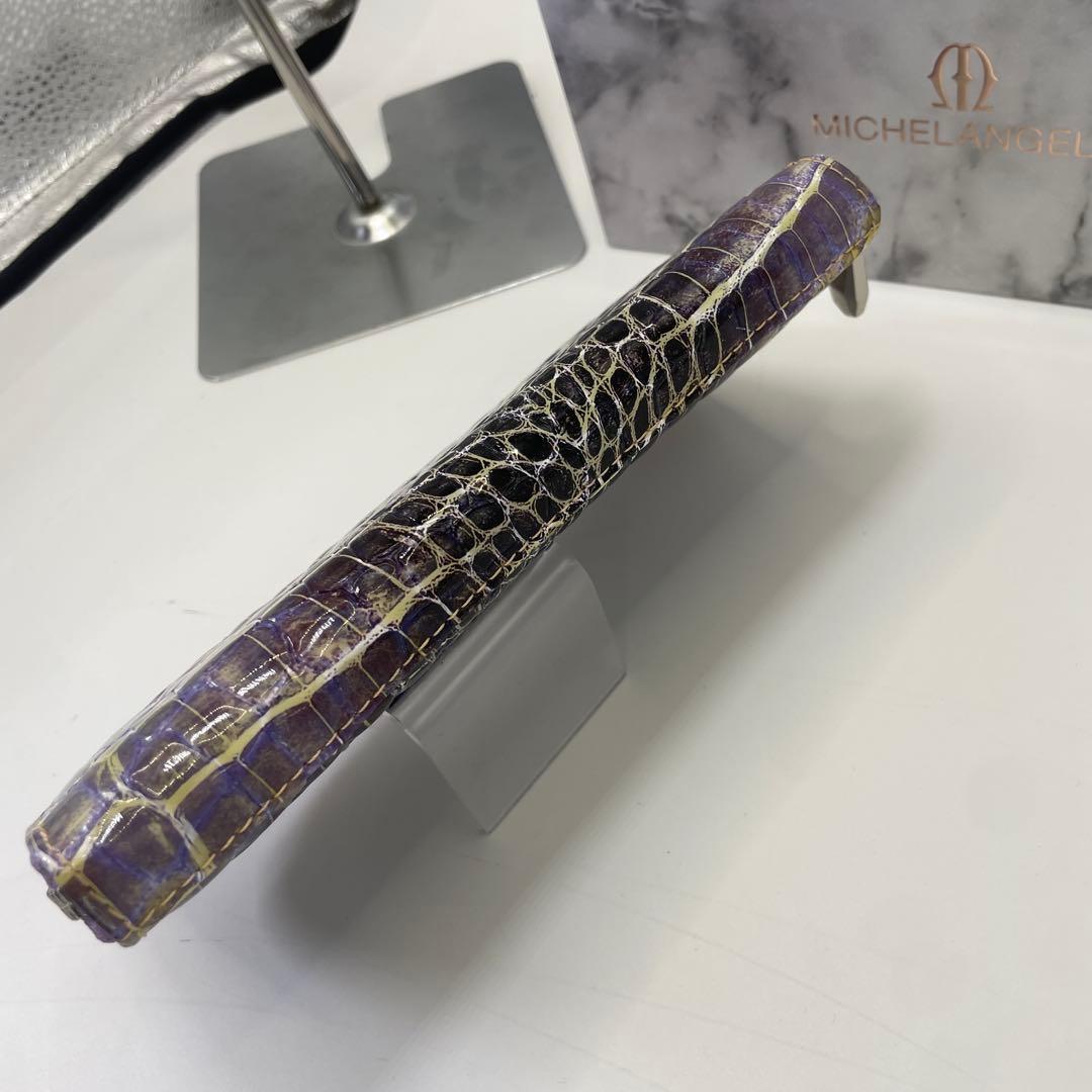 ミケランジェロ　クロコダイル型押し　ラウンドファスナー　長財布　ロングウォレット