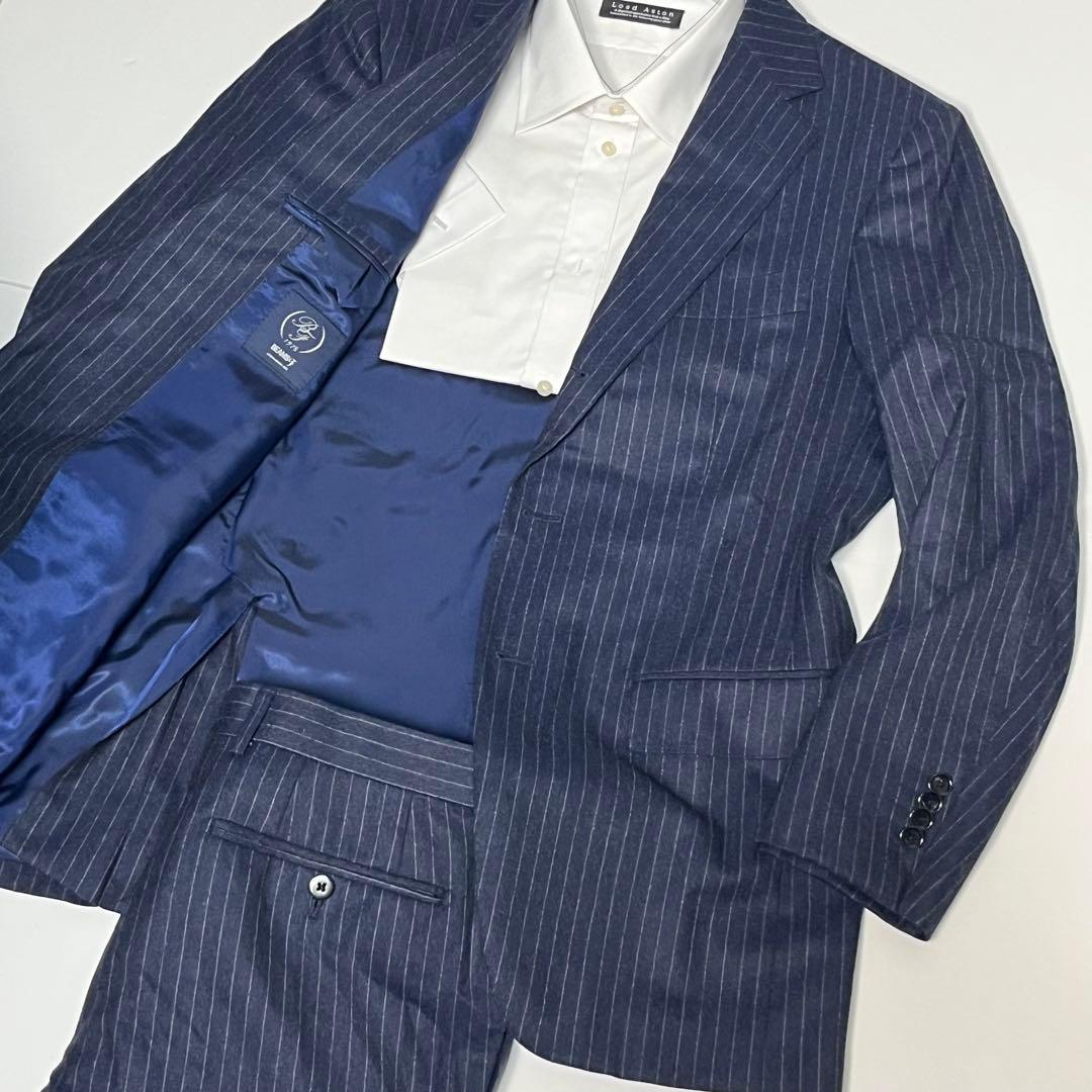 【美品】BEAMSF　ビームスエフ　スーツ　セットアップ　ストライプ　ネイビー