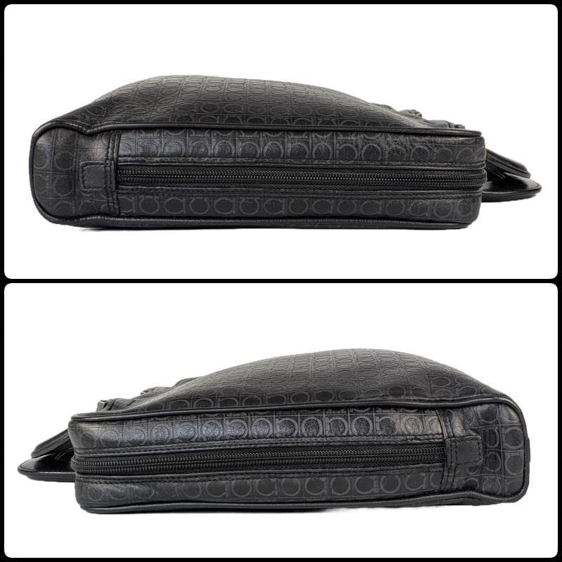 サルヴァトーレフェラガモ ビジネスバッグ A4収納 ガンチーニ レザー ブラック