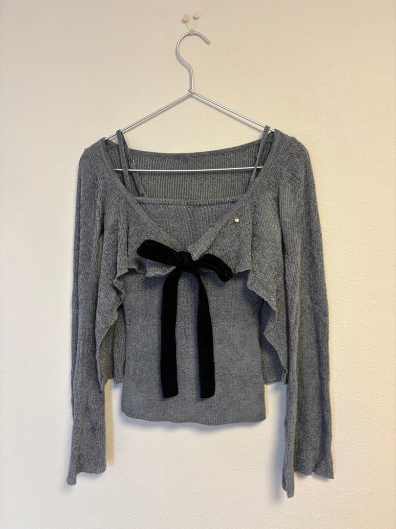 トップス andmary emma knit flare cardigan set