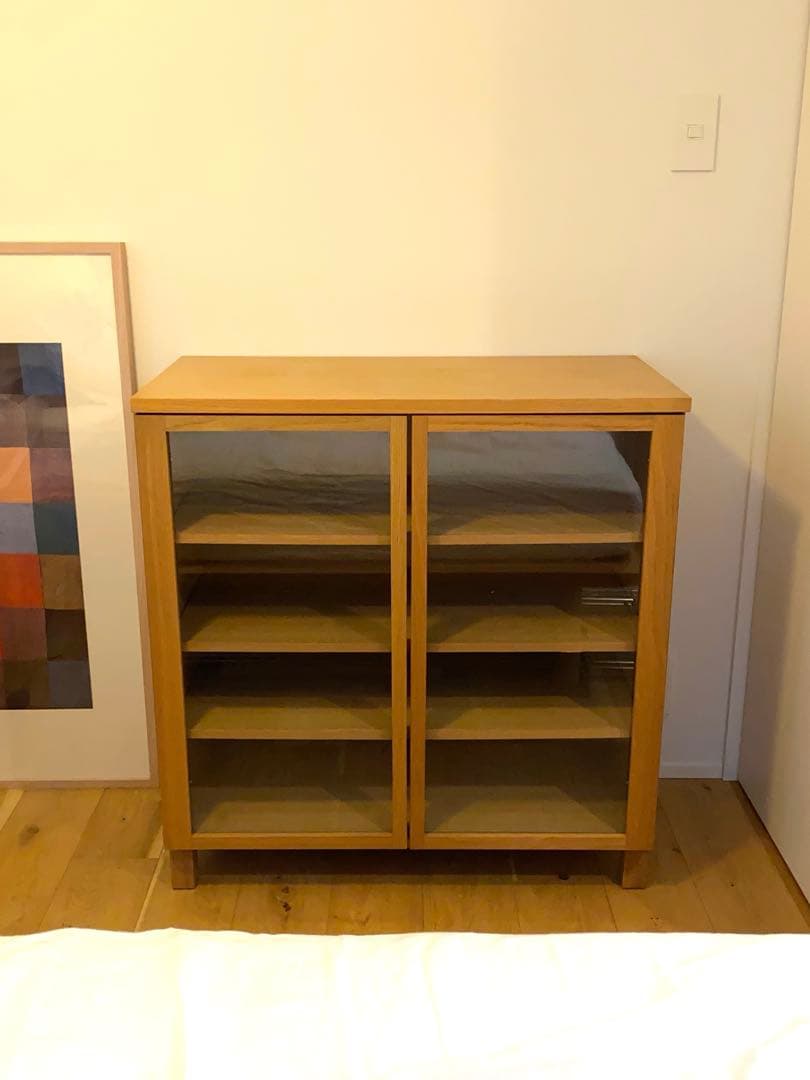 ✴︎都内引き取りのみ✴︎MUJI✴︎木製食器棚 ✴︎ガラス扉 ✴︎廃盤✴︎希少品✴︎オーク突板