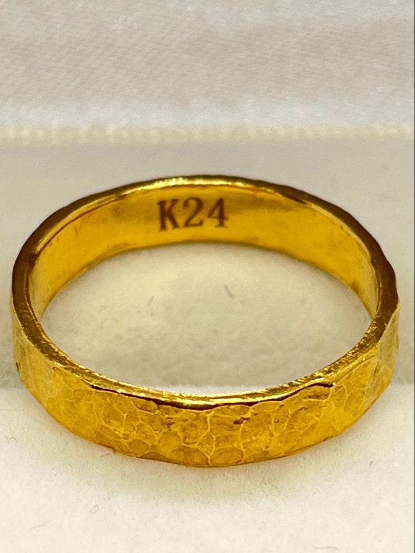K24 純金 槌目リング 4.67g指輪 リング 刻印あり ハンドメイド