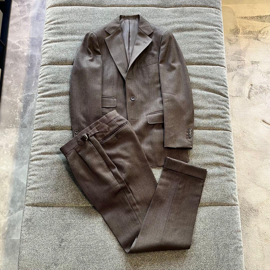 【美品】BEAMS F / キャバルリーツイル ダークブラウン スーツ