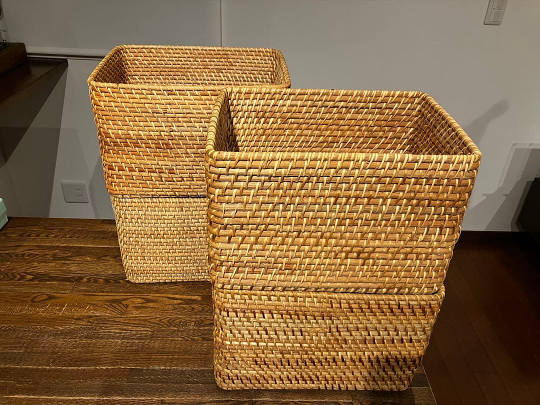 無印良品　重なるラタン長方形バスケット大　4個セット