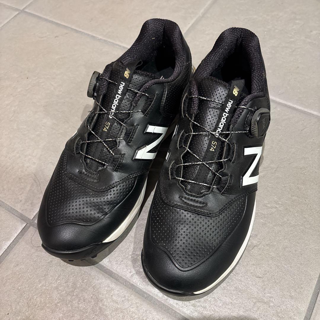 New Balance 574 ブラック ゴルフシューズ