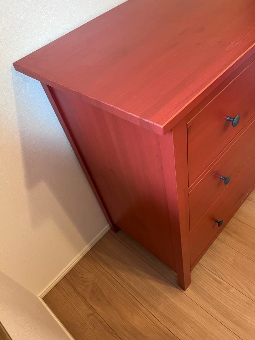 IKEA Hemnes レッド3段チェスト