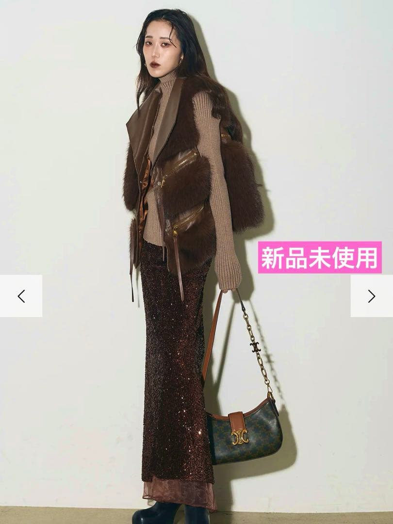 ANDREA&Co. 新品未使用フェイクファーライダースベストブラウン3点セット