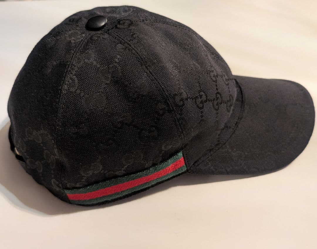 GUCCI キャップ シェリーライン 黒 ユニセックス Lサイズ 59cm