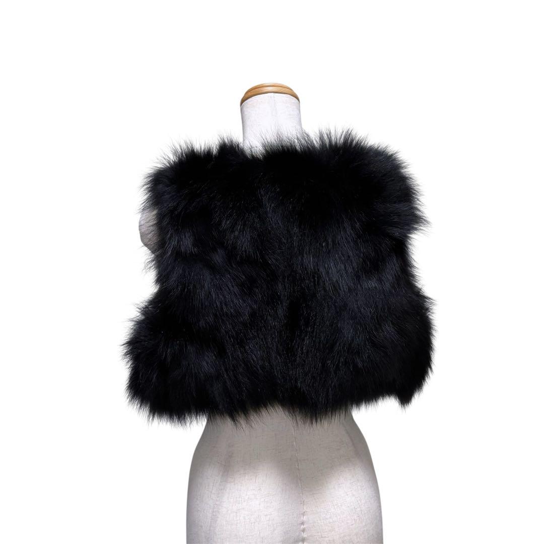 美品　EPOCA　エポカ　フォックスファー　ベスト　ジレ　ブラック　ショート丈