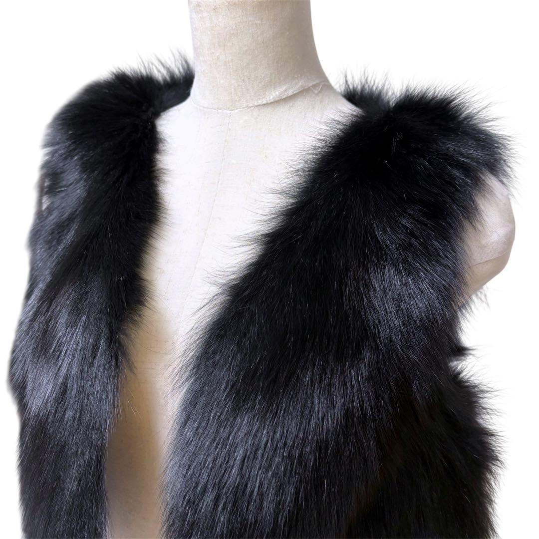 美品　EPOCA　エポカ　フォックスファー　ベスト　ジレ　ブラック　ショート丈