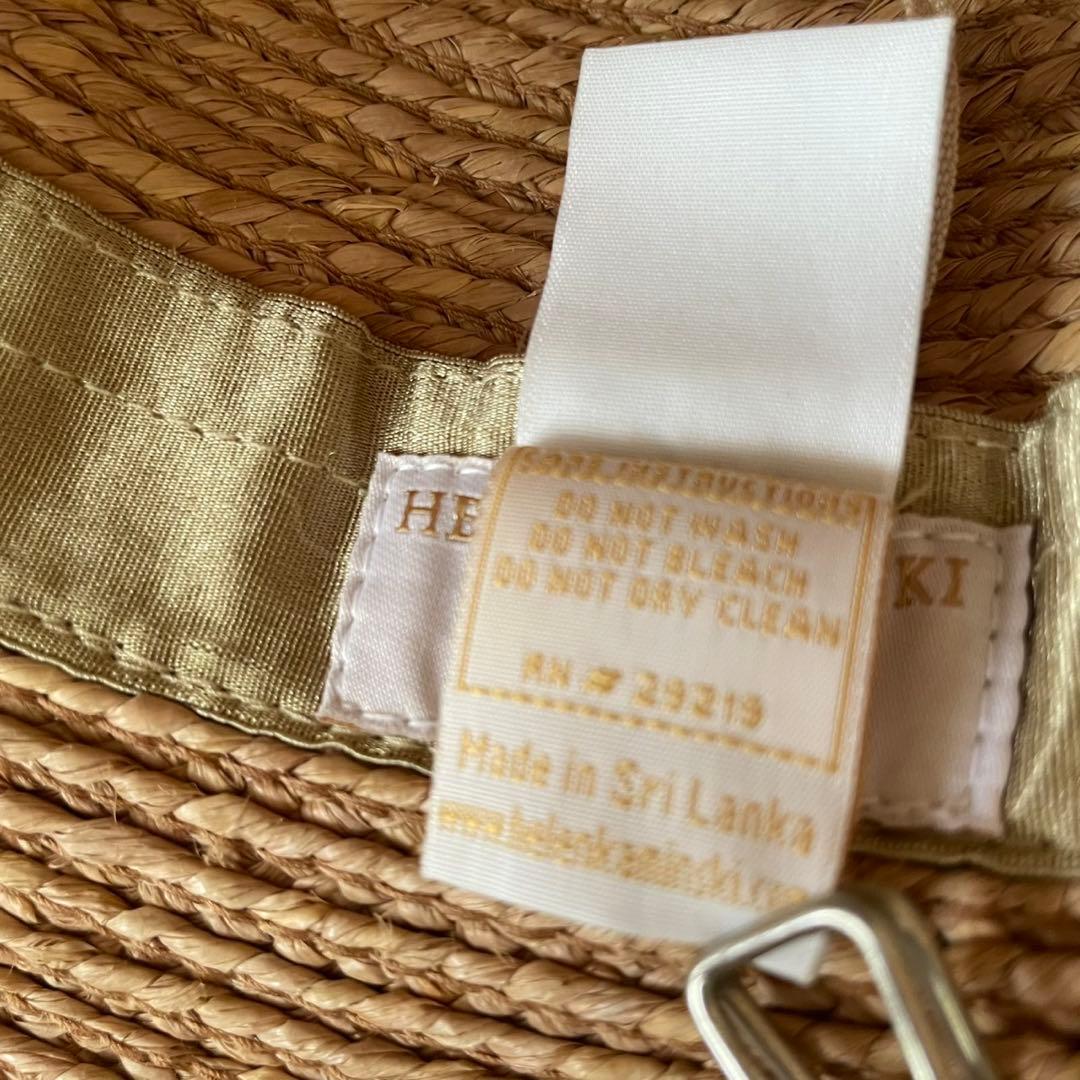 ヘレンカミンスキー　ブラウン 麦わら帽子 ホワイトリボン　ラフィア