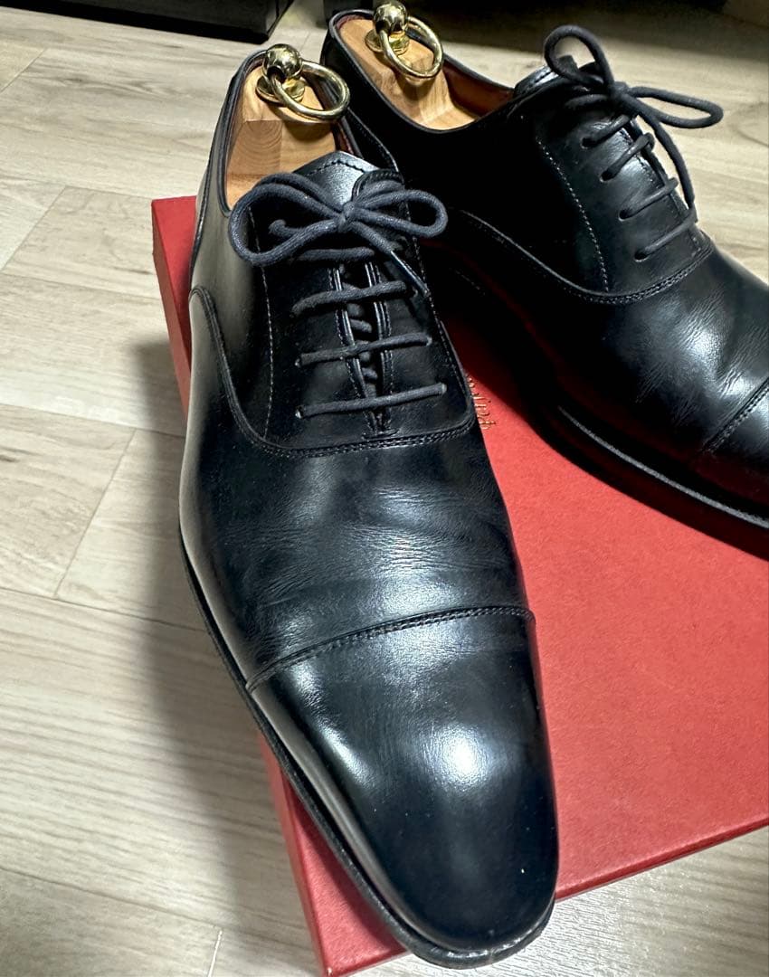 日本製 Perfetto ペルフェットストレートチップ革靴箱・シューツリー付