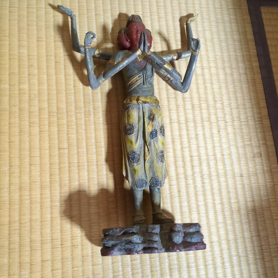 高岡銅器 阿修羅像、色分け漆仕上げ