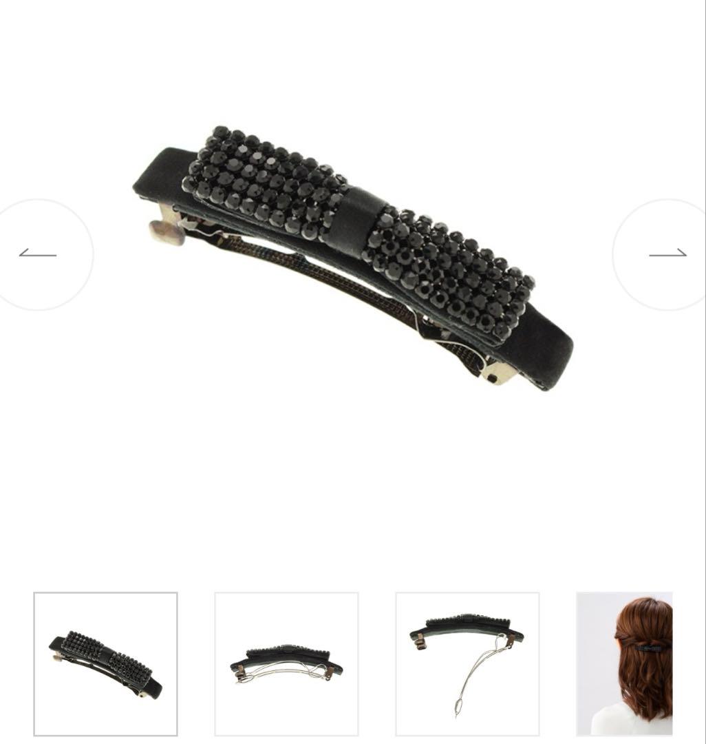 【新品未使用】Complex Biz クリスタルメッシュリボンバレッタ ブラック