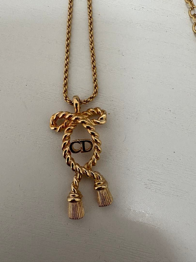 Dior CD ゴールドメッキ CD ロープデザイン ネックレス　ヴィンテージ