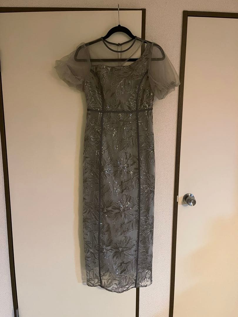 【LEJA】アシンメトリーシアーフラワードレスワンピース パーティードレス