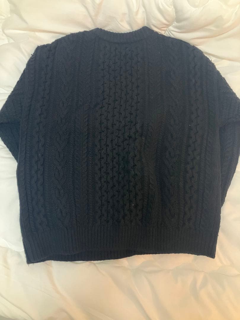 AURALEE ブラック ケーブルニットセーター