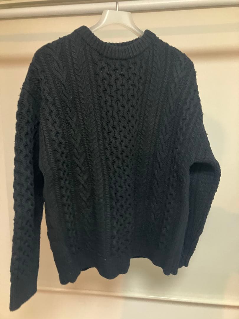 AURALEE ブラック ケーブルニットセーター