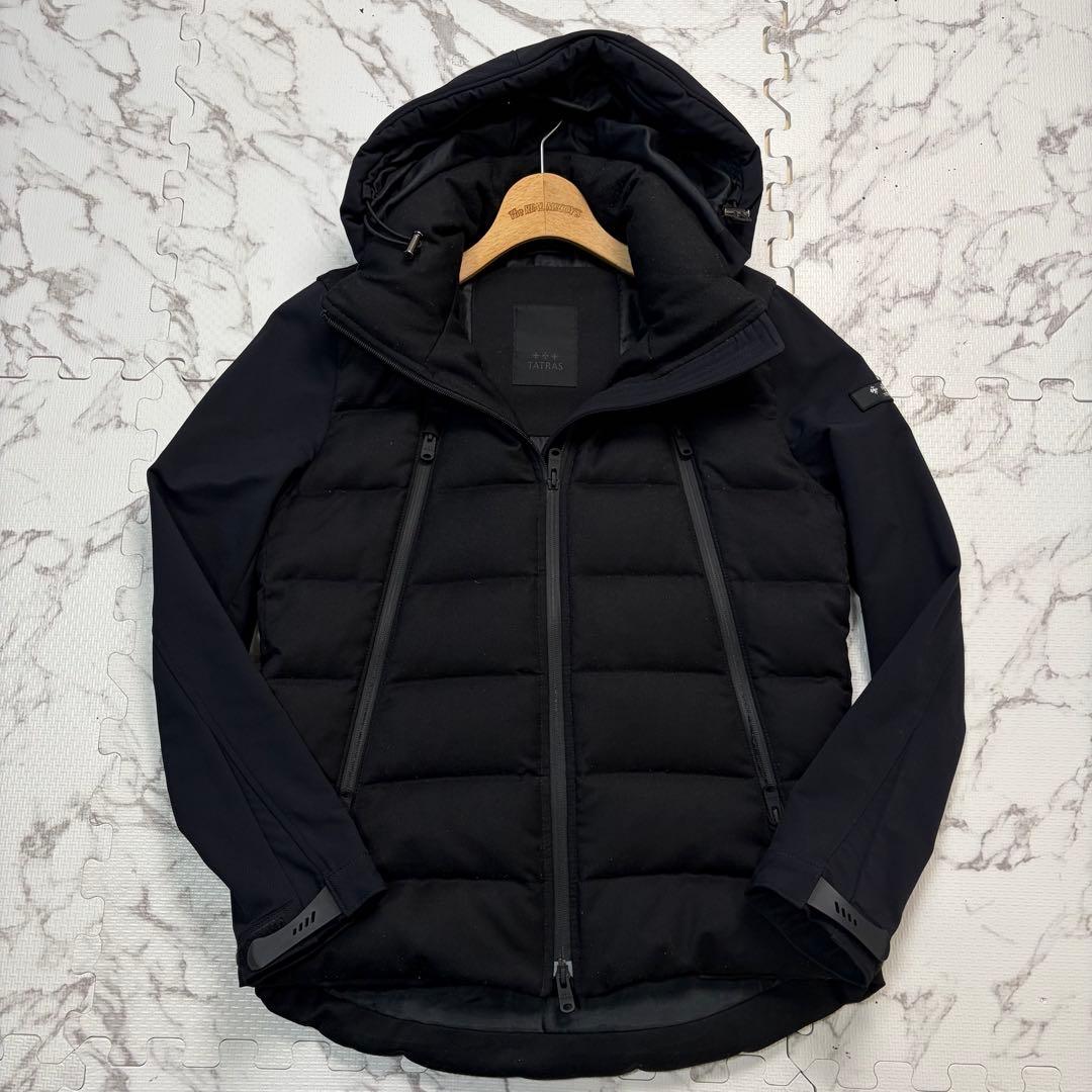 キ*ウ様 希少黒✨ タトラス ハイブリッドダウンジャケット 異素材 切替 ブラッ