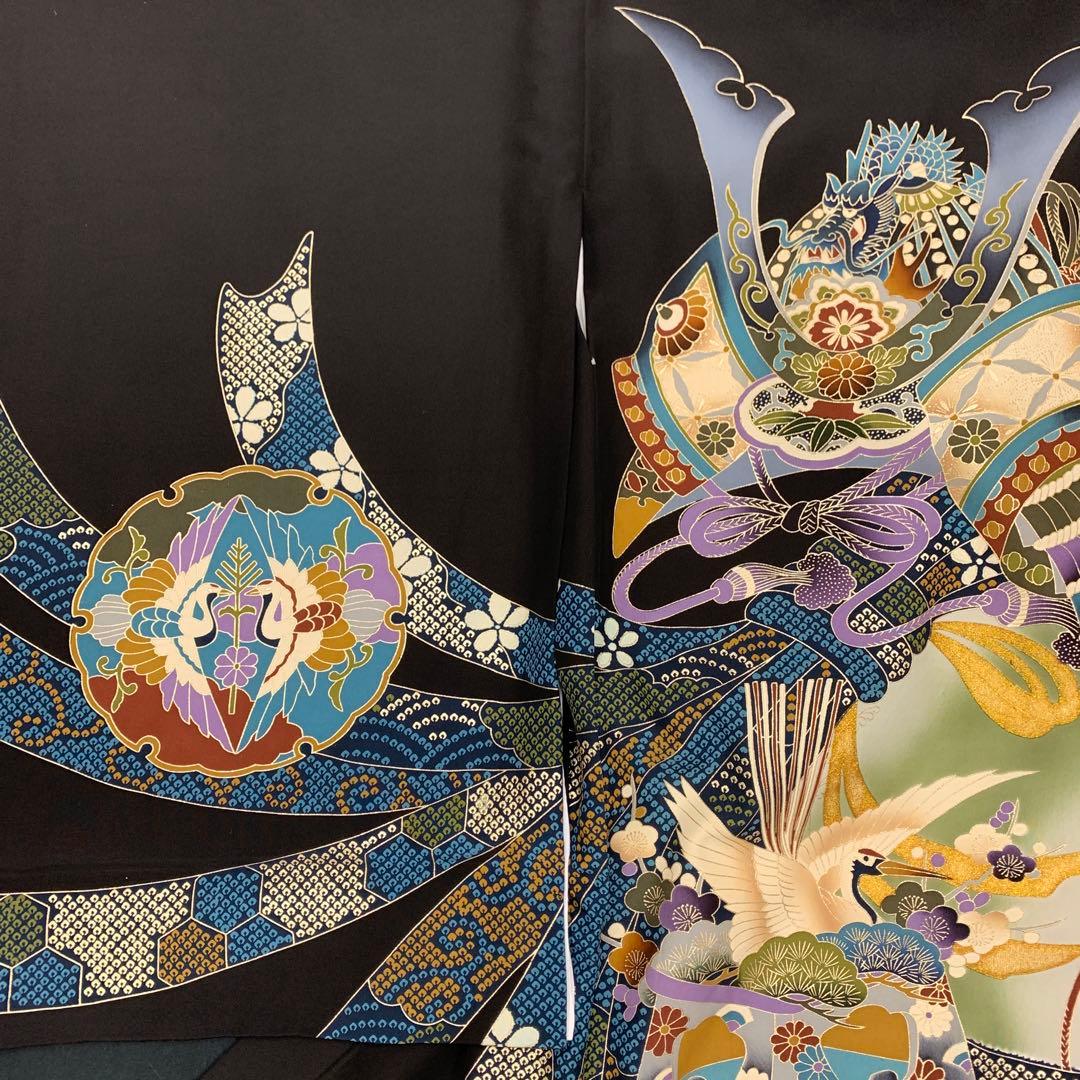 新品正絹産着祝着京友禅伝統工芸、本金、特選大将龍兜と祝い大王小槌大熨斗古典文