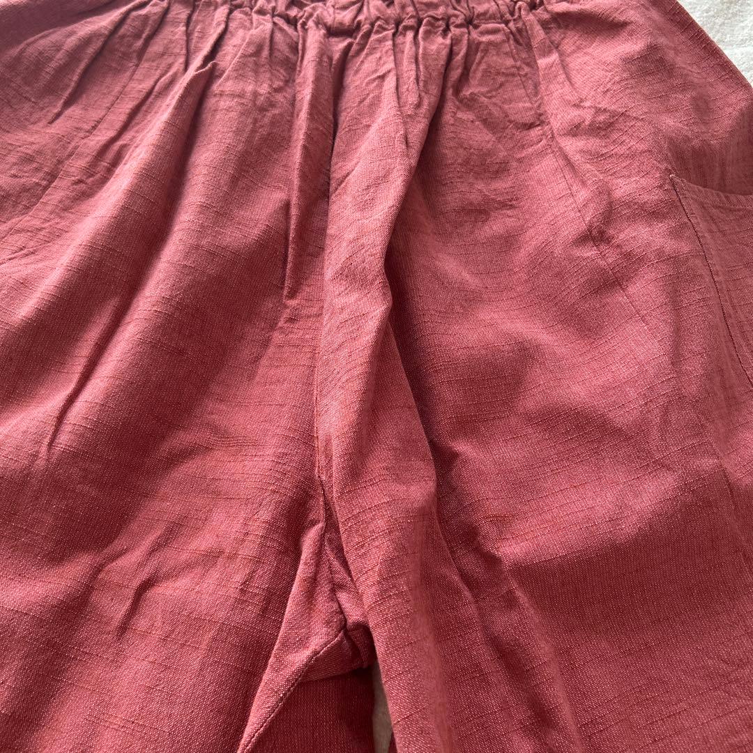 ヤンマ産業　会津木綿　ガウチョ　ワイドパンツ　キュロット　ピンク