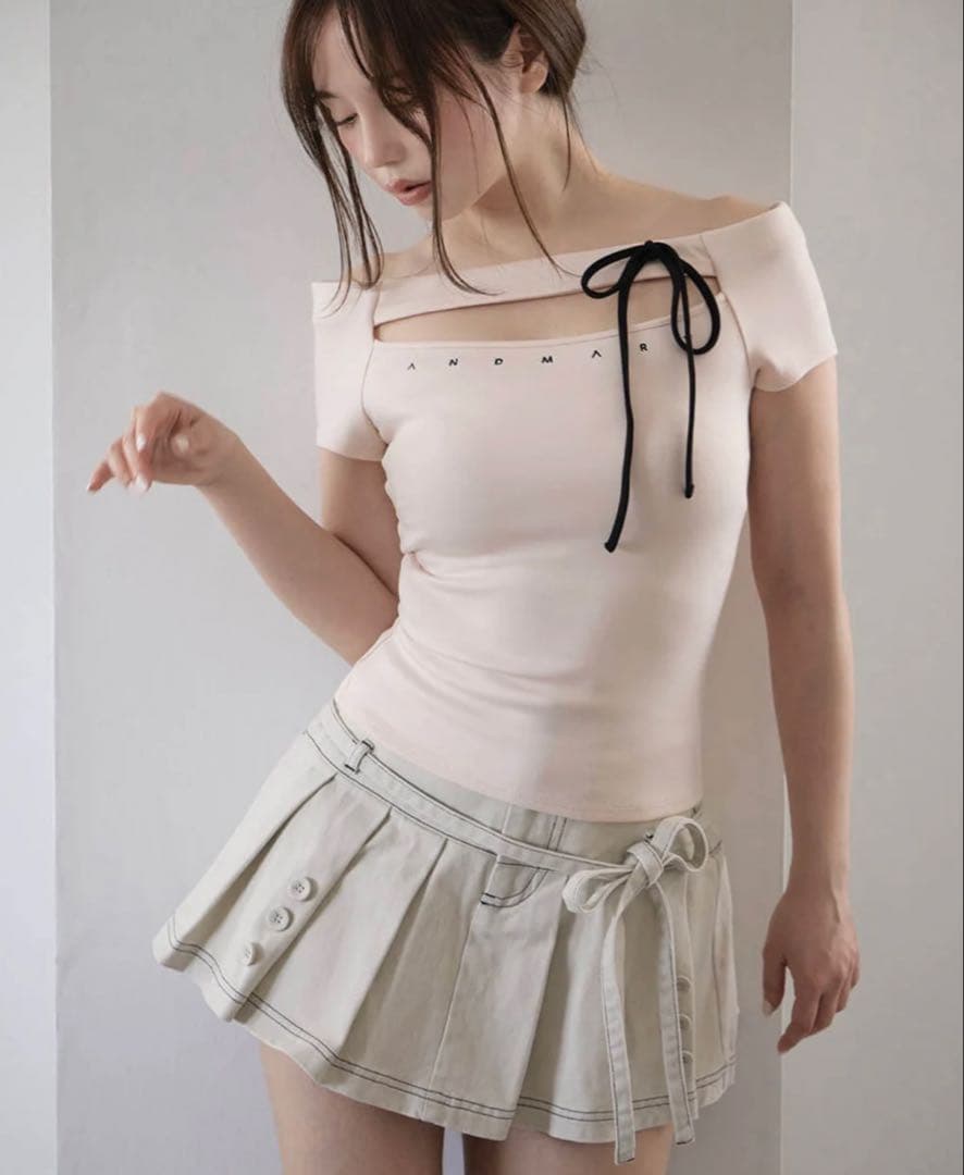 スカート andmary kika button mini skirt