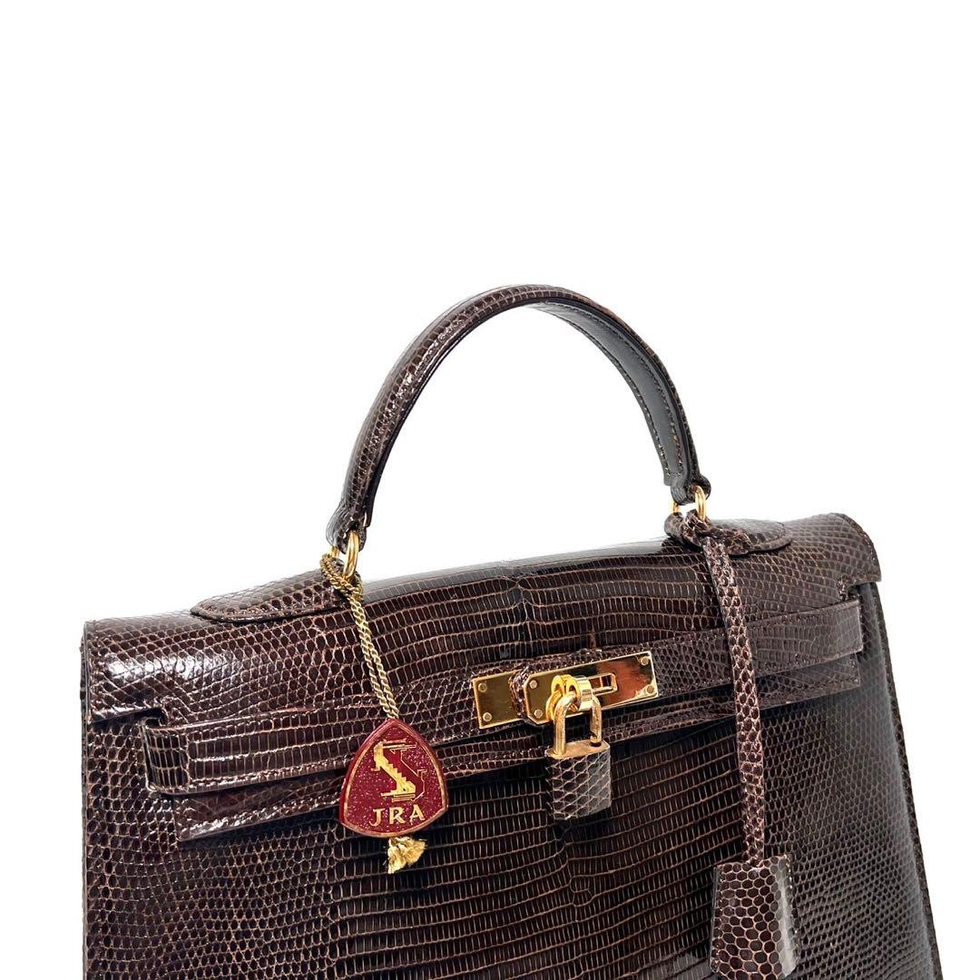 【美品】Lizard skin リザード 蜥蜴革/ブラウン系色/ハンドバッグ