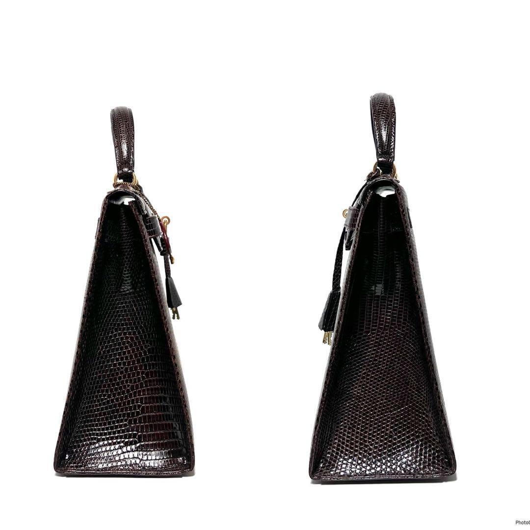 【美品】Lizard skin リザード 蜥蜴革/ブラウン系色/ハンドバッグ