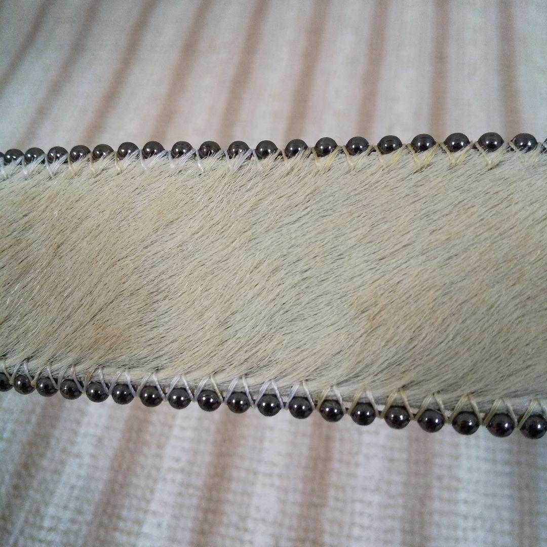 希少 新品未使用 馬革 ハラコ スタッズ ベルト ホワイト 白 レザー 本革