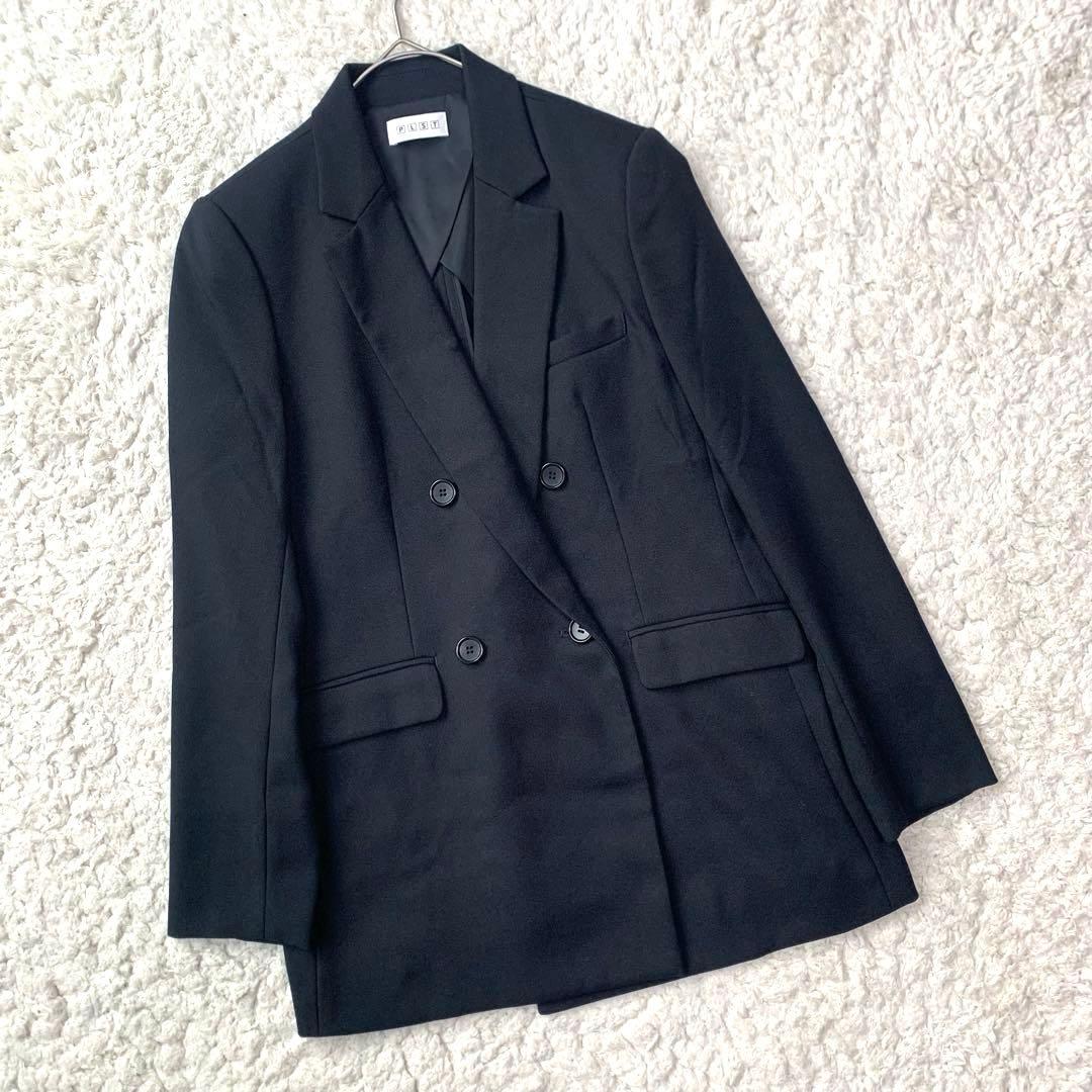 未使用 プラステ PLST ダブル テーラード ジャケット　黒 ウォッシャブル