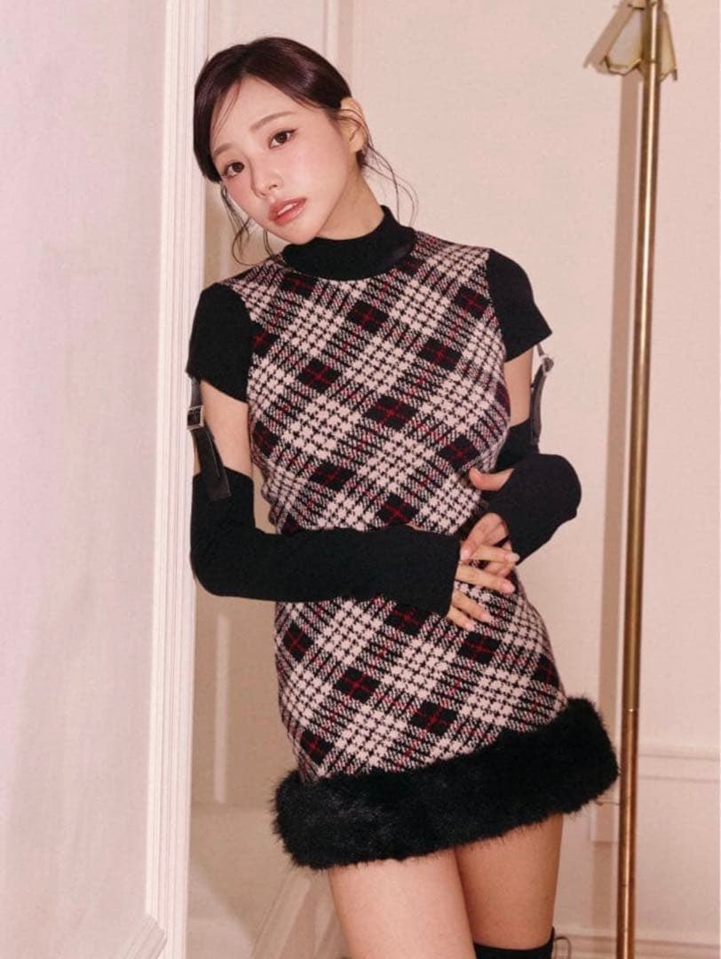 RANDY　ベルテッドプレイドファーミニワンピース