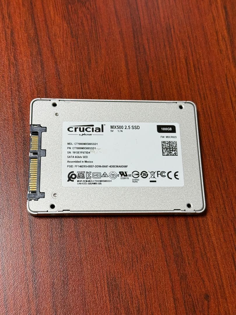 【使用176時間】1TB/2.5インチSSD/Crucial/CT1000MX