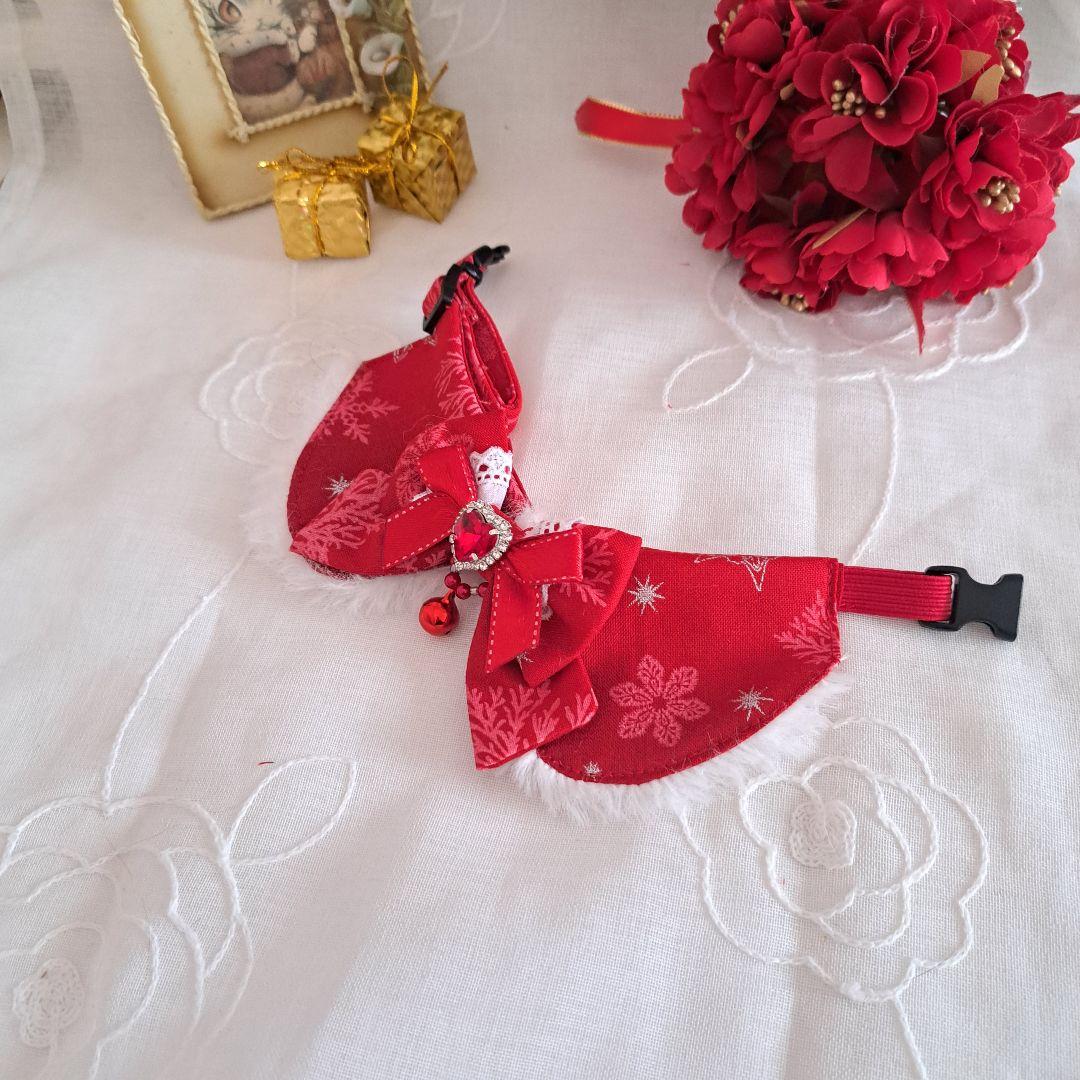 あいら、クリスマスシリーズ(スノーフレーク)わんちゃん猫ちゃん用襟つき首輪