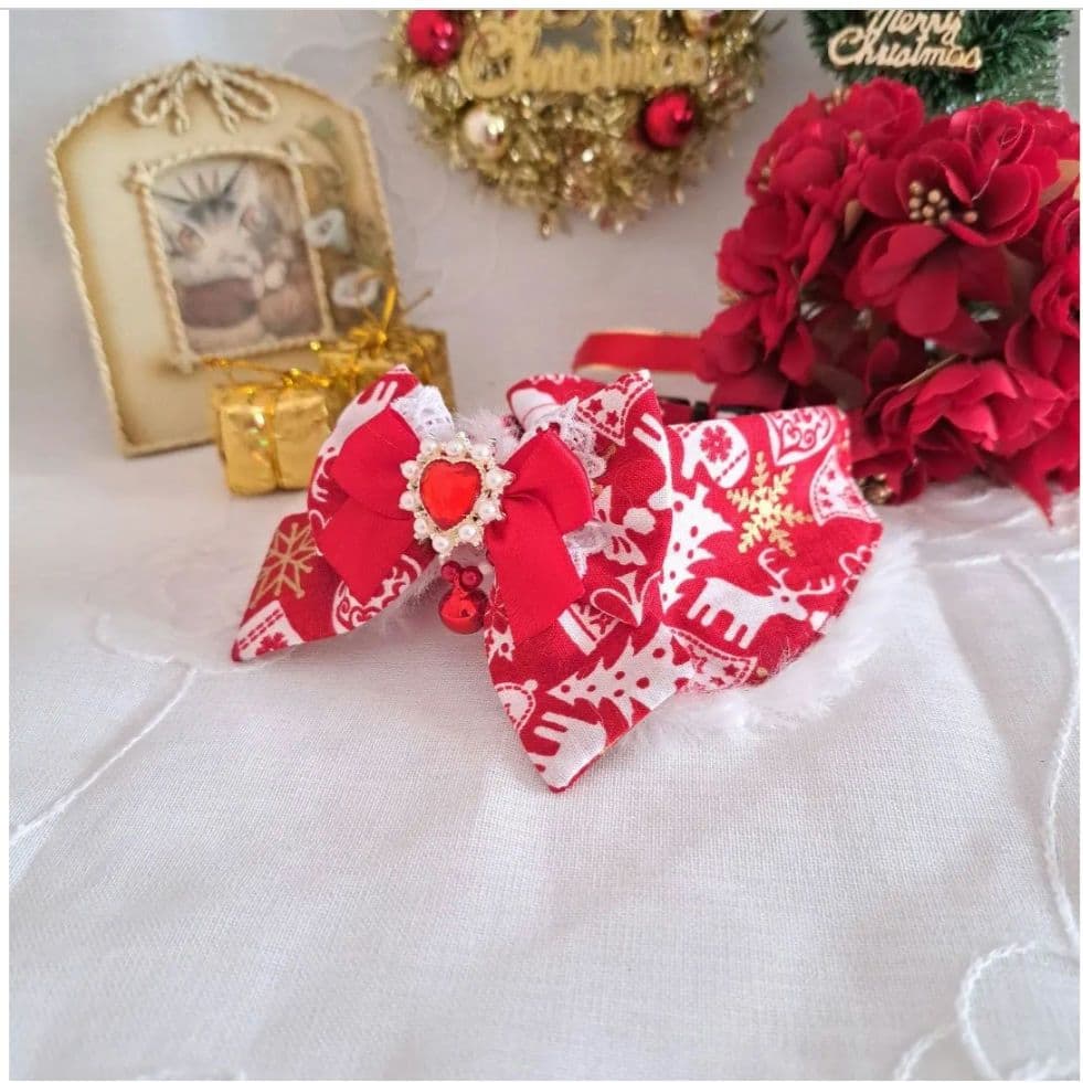 あいら、クリスマスシリーズ(スノーフレーク)わんちゃん猫ちゃん用襟つき首輪