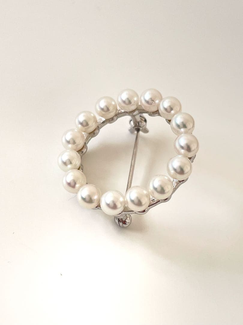 美品 MIKIMOTO ミキモト サークル パールブローチ アコヤ 真珠