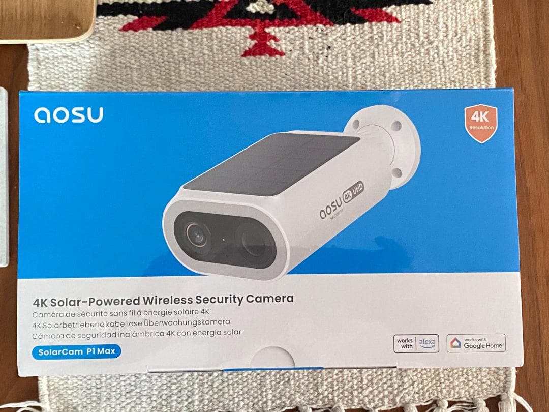 AOSU 4K ソーラー式ワイヤレス防犯カメラ