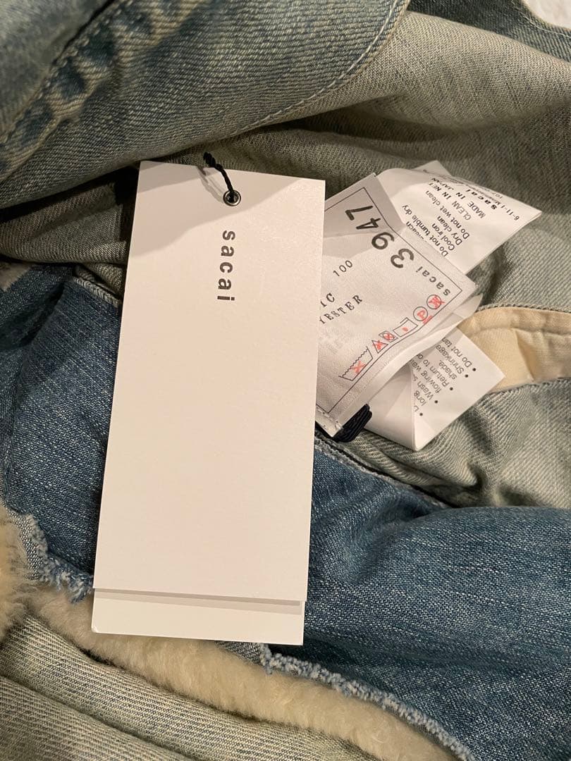 希少　タグ付き　sacai サカイ　ボアデニムジャケット　ジップ　Gジャン