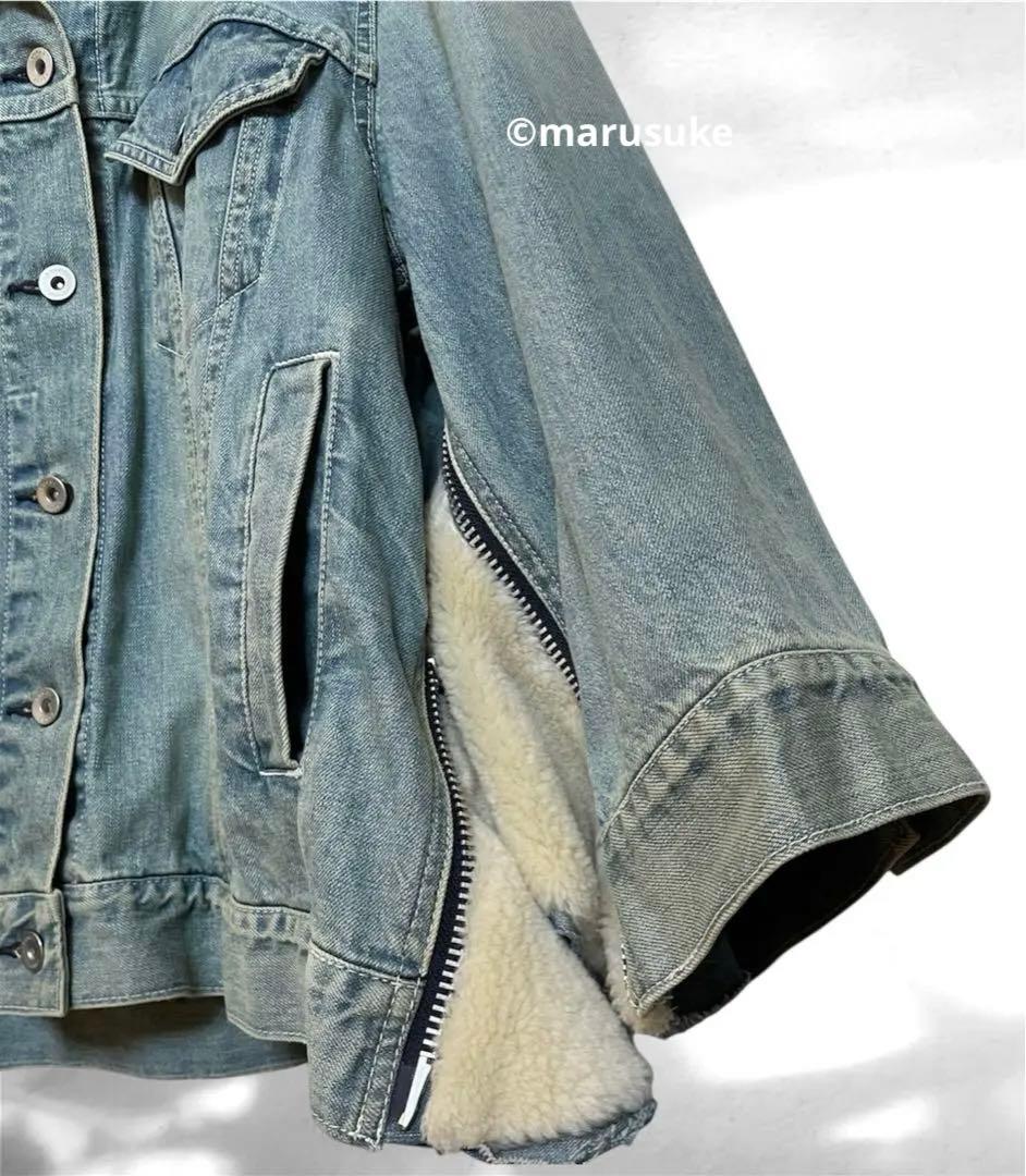 希少　タグ付き　sacai サカイ　ボアデニムジャケット　ジップ　Gジャン