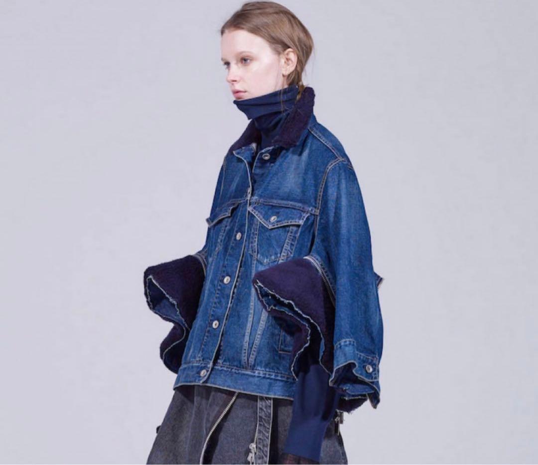 希少　タグ付き　sacai サカイ　ボアデニムジャケット　ジップ　Gジャン