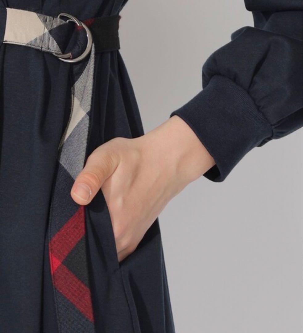 m*p様 ブルーレーベル　サイドチェックベルトAラインワンピース