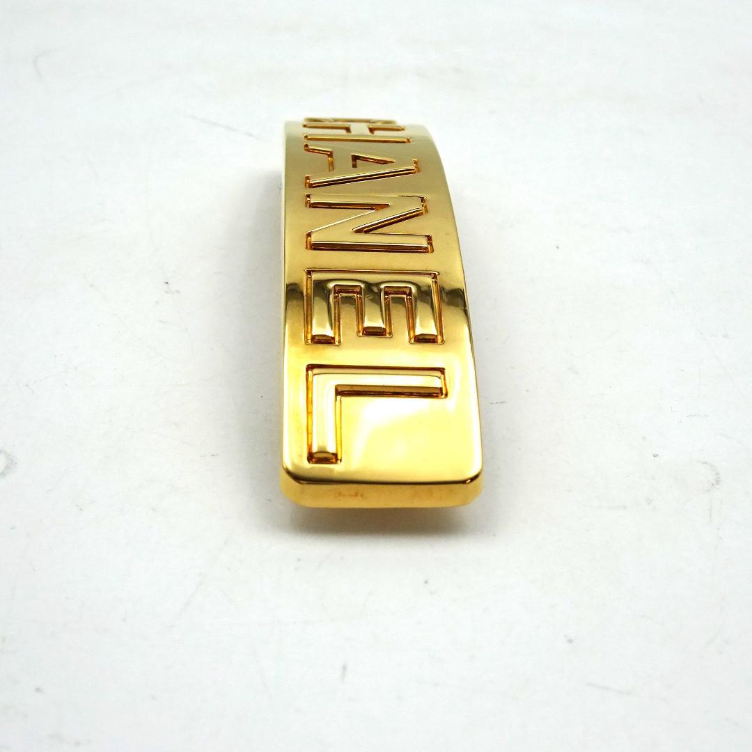 01200-1【美品】シャネル/バレッタ/ロゴ/ゴールド/98P/箱付き